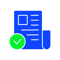 icon line verified, check, approval, accept, letter, mail, magnifier, document, file. editable color, outline icon style.