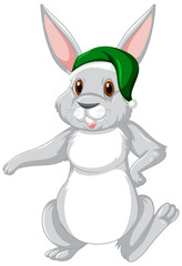 Cute grey rabbit cartoon character