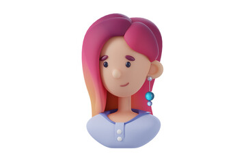 Girl avatar icon 3d rendered illustration