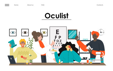 Oculist vector landing page eye check up service