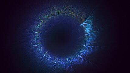 3D rendering abstract blue fractal light background