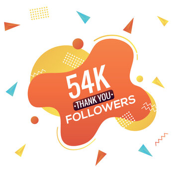54k followers, social sites post, greeting card vector illustration. 54000 Followers Social Media Online Illustration Label Vector

