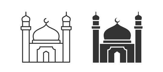 Arabian mosque building icon. Black vector illustration isolated on white background.