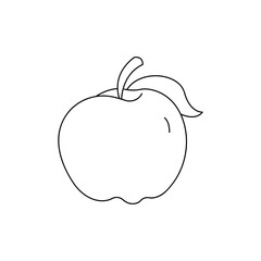 Apple icon isolated on white background. coloring sheet for kids. for home decor such as posters, wall art, tote bag, t-shirt print.	
