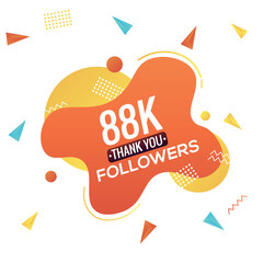 88k followers, social sites post, greeting card vector illustration. 88000 Followers Social Media Online Illustration Label Vector
