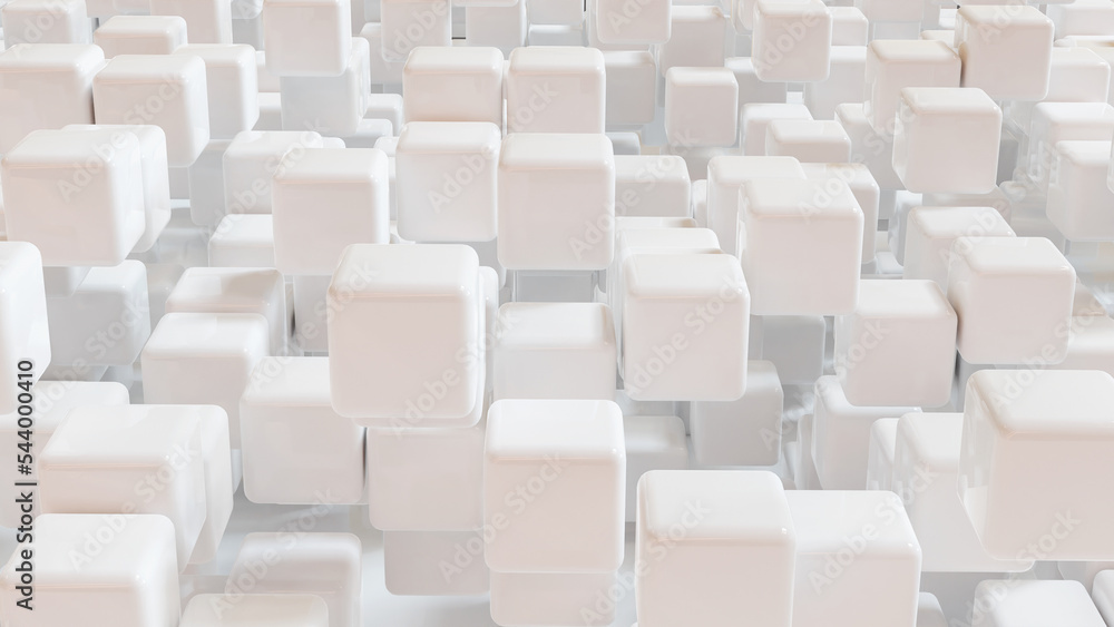 Poster white background with cube. 3d rendering