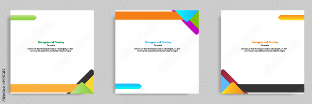 Wall mural set of geometric square social media banner layout, product background backdrop display for ads comm