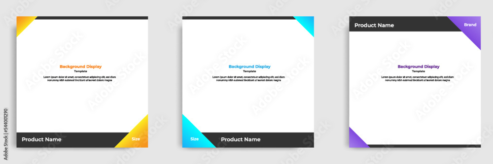 Wall mural set of geometric square social media banner layout, product background backdrop display for ads comm