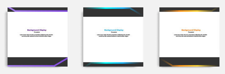 Set of geometric square social media banner layout, product background backdrop display for ads commerce sale template in gradient color.