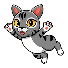 Fototapeta na wymiar Cute manx cat cartoon flying