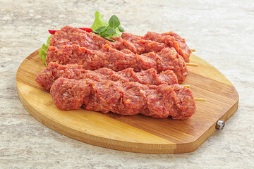 Raw beef kebab minced meat