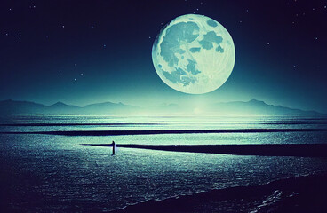 Fondo luna sobre el mar
