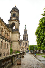 Landscape of the city streets of the historic part of Dresden. A neat, well-kept city