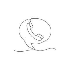 Telephone One line drawing on white background