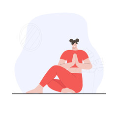 Sportive young woman doing yoga and fitness exercises. Healthy lifestyle. Woman demonstrating yoga positions.