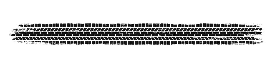 Auto tire tread grunge element. Car and motorcycle tire pattern, wheel tyre tread track. Black tyre print. Vector illustration isolated on white background. © Elena Pimukova