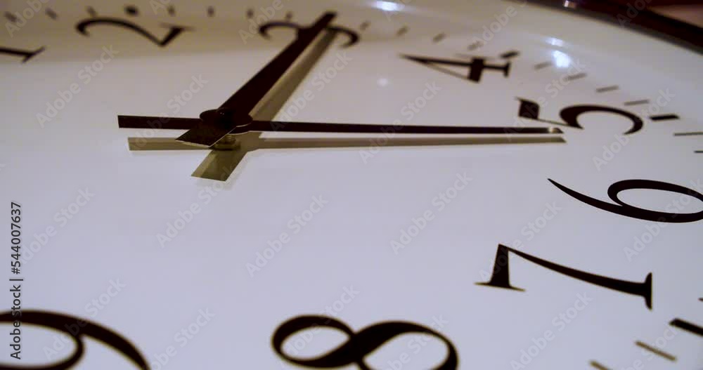 Poster close-up shot of a clock hand passing with the time