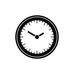 Wall clock icon in black flat glyph, filled style isolated on white background