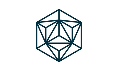 line art cube logo template