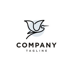 Simple modern logo with a line style stork