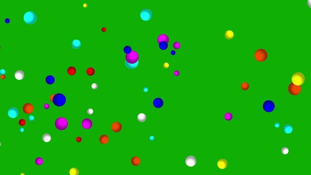 Moving colorful balls motion graphics with green screen background