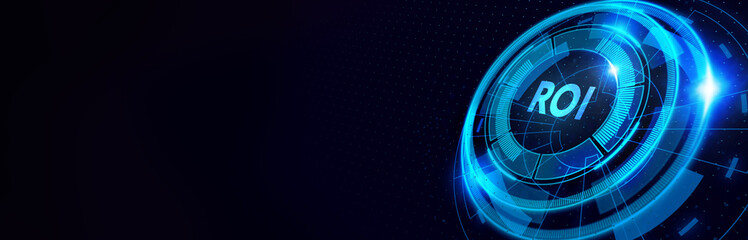 ROI Return on investment financial growth concept. Business, Technology, Internet and network concept. 3d illustration