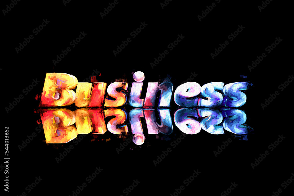 Fototapete modern and futuristic business 3d text in a mixture of red and blue, beautiful reflection floor