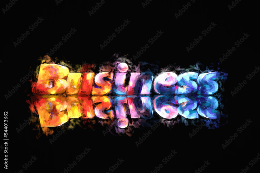 Fototapete modern and futuristic business 3d text in a mixture of red and blue, beautiful reflection floor