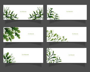 leaves bakground design vector for ecology 
set bundle nature leaves background