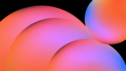 Blurred 3d neon pink and dark blue cyberpunk abstract background. Smooth gradient background template for brochure, poster, banner, flyer and card. Vector illustration.