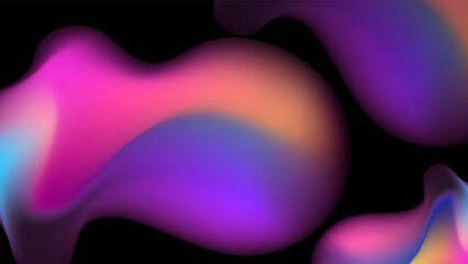 Blurred 3d neon pink and dark blue cyberpunk abstract background. Smooth gradient background template for brochure, poster, banner, flyer and card. Vector illustration.