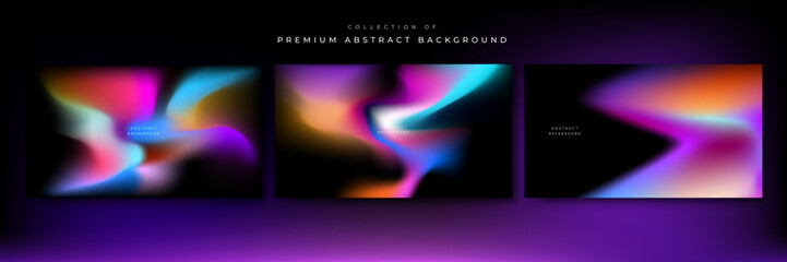 Blurred 3d neon pink and dark blue cyberpunk abstract background. Smooth gradient background template for brochure, poster, banner, flyer and card. Vector illustration.