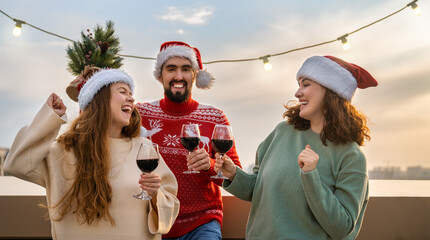 Obraz premium friends are celebrating Christmas