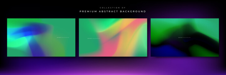 Abstract 3d blurred gradient fluid liquid aurora smooth vector backgrounds with waves for futuristic technology background. Vector abstract graphic design banner pattern presentation wallpaper web.