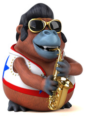 Fun 3D cartoon illustration of a Orang Outan rocker