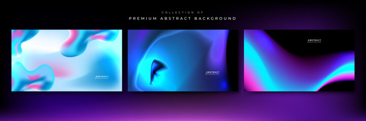Set of blue pink blur abstract background with gradient fluid liquid blur blurred gradient texture.