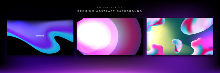 Blurred fluid liquid aurora gradient background with modern abstract technology futuristic neon hologram color patterns. Templates for brochure, poster, banner, flyer and card. Vector illustration.