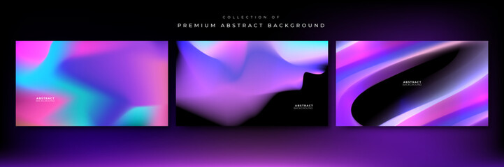 Blurred fluid liquid aurora gradient background with modern abstract technology futuristic neon hologram color patterns. Templates for brochure, poster, banner, flyer and card. Vector illustration.