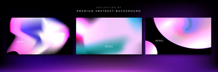 Blurred fluid liquid aurora gradient background with modern abstract technology futuristic neon hologram color patterns. Templates for brochure, poster, banner, flyer and card. Vector illustration.