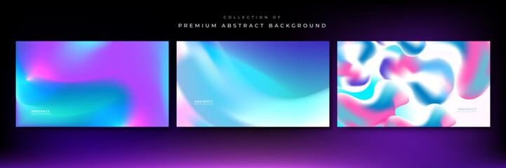 Blurred fluid liquid aurora gradient background with modern abstract technology futuristic neon hologram color patterns. Templates for brochure, poster, banner, flyer and card. Vector illustration.