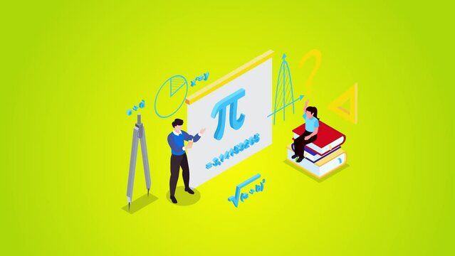 Male teacher teaching math formula to his student
