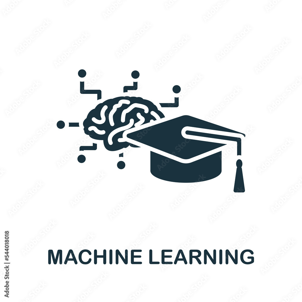 Poster machine learning icon. monochrome simple business intelligence icon for templates, web design and in