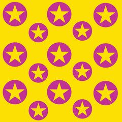 pink round with yellow star pattern style design. isolated on yellow. eps10. for printing uses.