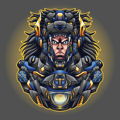 Mecha cyborg Lion Man Illustration © Myuser artwork
