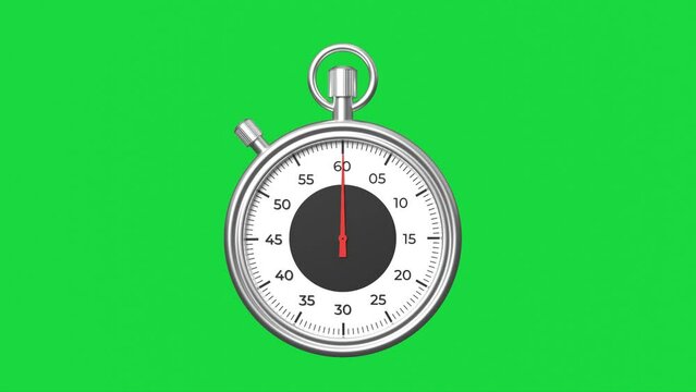 stopwatch green screen, timing video 3d animation with green screen background for social media footage