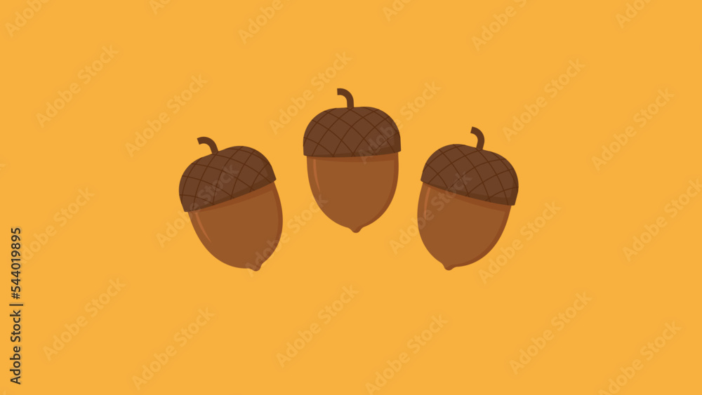 Poster Three acorns - illustration, vector, cartoon