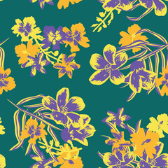 Oriental Floral Seamless Pattern Design Background