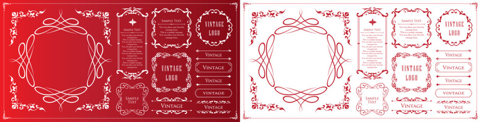 マスタクリスマスモチーフのフレームデザインセット。ゴージャスでエレガントなデザイン素材
