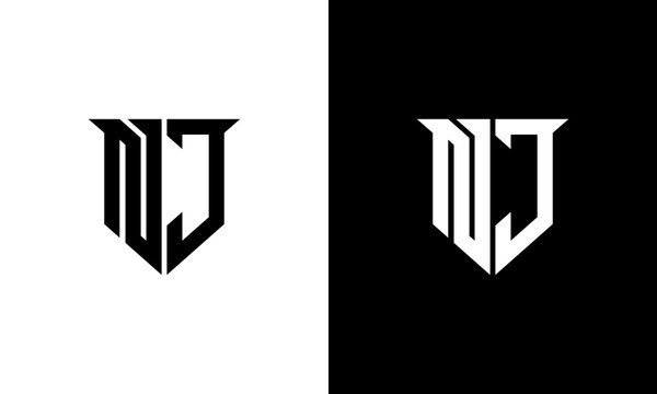 letter nj modern logo design