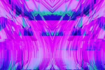 Abstract blue pink green psychedelic zebra background interlaced digital Distorted Motion glitch effect. Futuristic striped cyberpunk design Retro webpunk, rave 90s aesthetic, 70s groovy techno neon